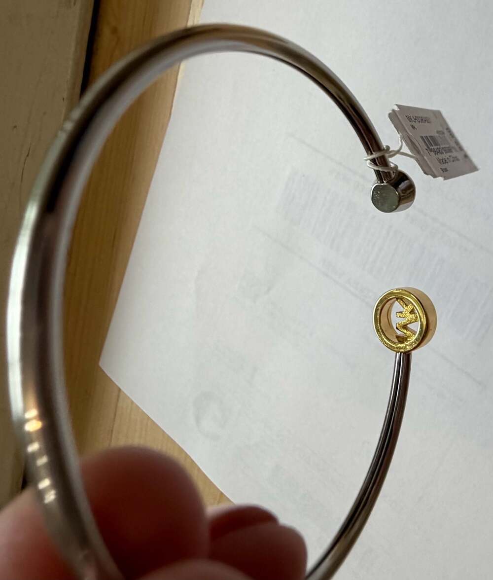 Michael Kors MKJH0096A931 Two-Tone Logo Bangle Bracelet - Picture 3 of 4